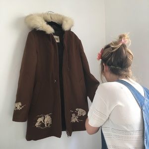 Vintage Embroidered Wool Coat